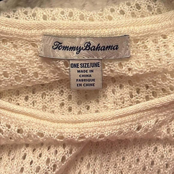 Tommy Bahama Womens Lightweight Cover Up Top White Linen Sweater One Size - Picture 6 of 8